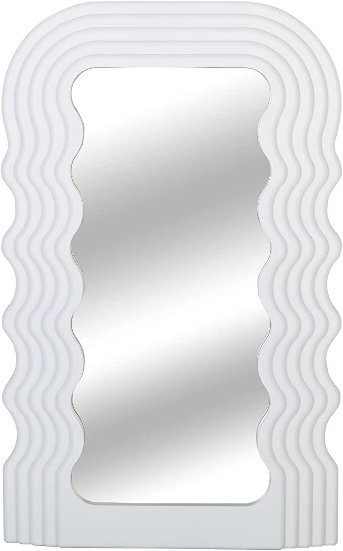 Z PLINRISE Aesthetic Wave Pattern Irregular Frame Mirror, Decorative Desk Wall Mirror for Living ... | Amazon (US)