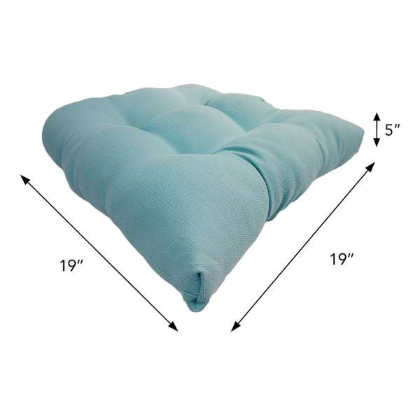 Canal Blue Canvas Outdoor Wicker Seat Cushion | At Home