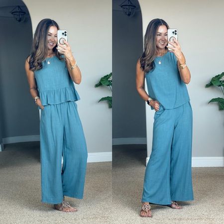 Two-Piece Matching Set

I am wearing size S in both styles, gray blue and cyan blue - I need to roll the waistband in order to get the perfect fit.

Vacation outfit inspo  Two piece set  Matching set  Linen set  Resort wear  Casual outfit  Everyday outfit  Summer fashion  Mom style  EverydayHolly

#LTKover40 #LTKstyletip #LTKSeasonal