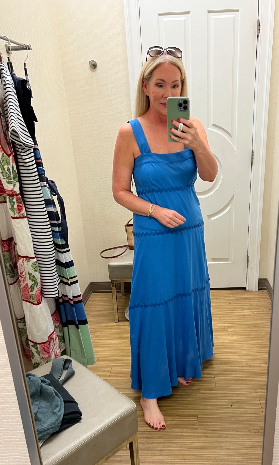 Ric rac summer blue maxi dress. 
Wearing PM

#LTKFindsUnder50 #LTKOver40 #LTKSaleAlert