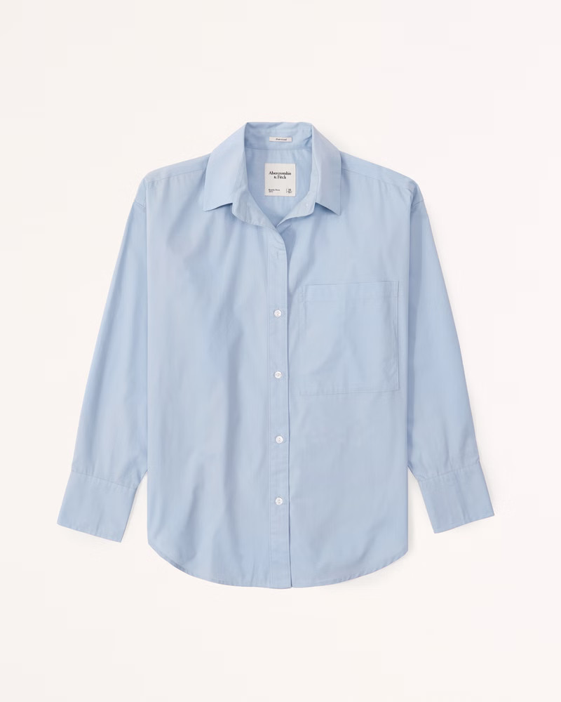 Oversized Poplin Button-Up Shirt | Abercrombie & Fitch (US)