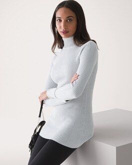 Long Sleeve Turtleneck Pointelle Tunic | White House Black Market