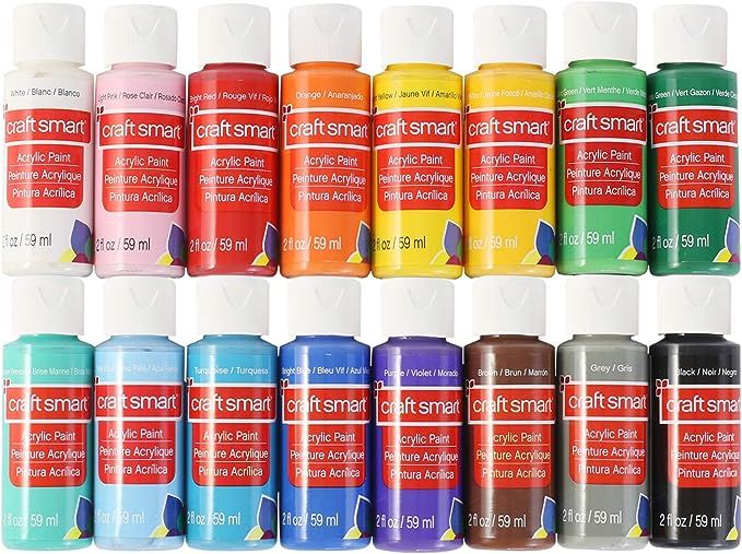 Craft Smart Acrylic Paint Set Value Pack, 16 Colors – All-Purpose Paint Kit for Beginners and P... | Amazon (US)