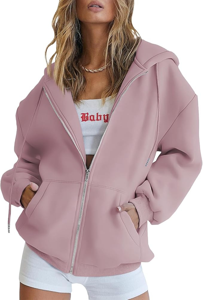 Trendy Queen Womens Zip Up Hoodies Oversized Sweatshirts Fall School Fashion Outfits Casual Jacke... | Amazon (US)
