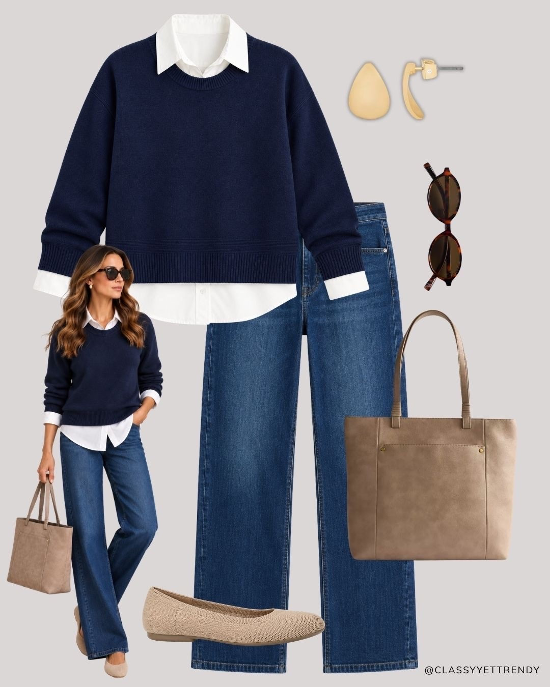 Modern Heritage Autumn Neutrals Capsule: 12 Tops, Bottoms, Layers and Shoes, many outfits! ✔️ Create several looks with classic and timeless staples - including wide-leg jeans, white shirt, navy sweater, mock neck top - elevated with just a few seasonal gems like an argyle cardigan, plaid blazer and heeled boots.🍂 Effortless, versatile, and polished!🤎 Which outfit is your favorite? 

#fallstyle #autumnvibes #autumnoutfit #browntones #capsulewardrobe