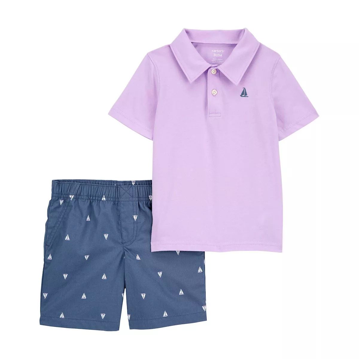 Toddler Boy Carter's Jersey Polo & Sailboat Shorts Set | Kohl's