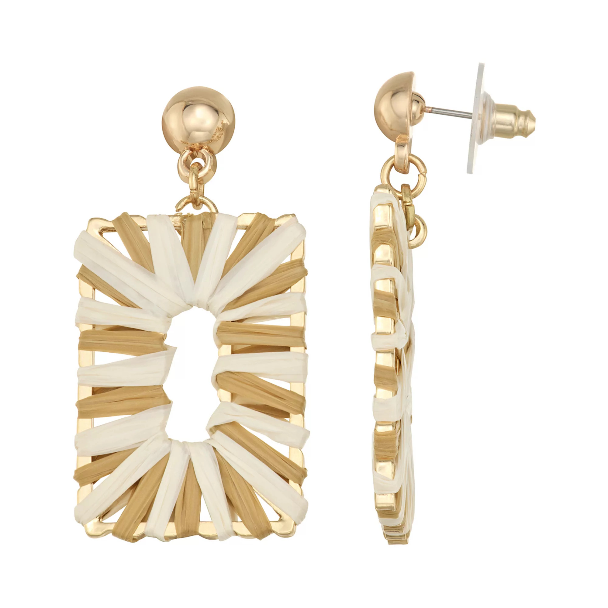 Emberly Gold Tone Raffia Square Drop Earrings | Kohl's