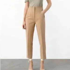 Zara High Waisted Pants in Taupe Brown | Poshmark
