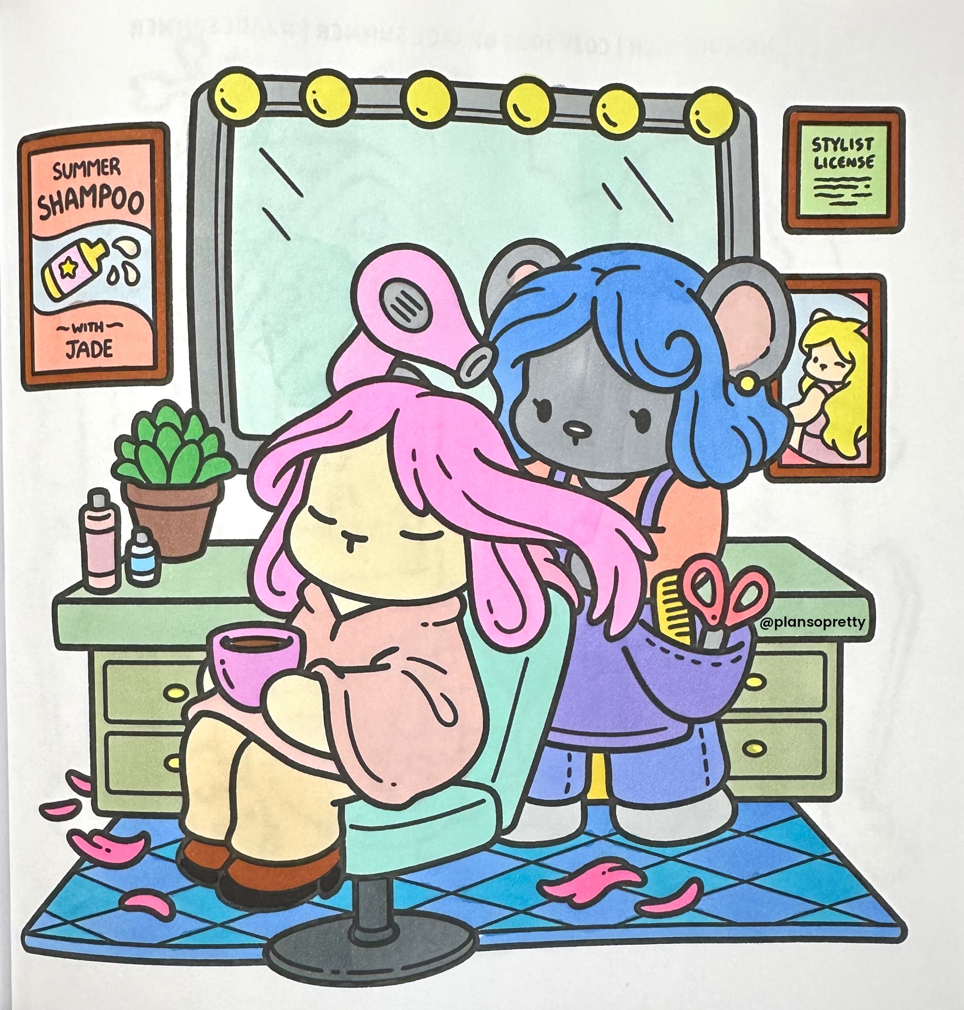 I wonder what she’s gonna do when she sees in the mirror! I think she had asked for brunette! From Cozy Jobs books linked in bio and stories. #jadesummer #jadesummercoloring #jadesummercoloringbook #adultcoloringbook #cozyjobs #pinkhair #cozycoloring #cozycoloringbook #comecolorwithme #coloringpages #alcoholmarkers #amazonfinds

#LTKBeauty #LTKKids #LTKFindsUnder50