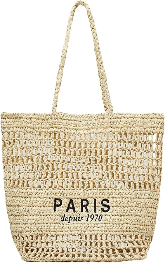 Straw Bag for Women Summer Trendy Foldable Mesh Crochet Tote Bag Straw Beach Purses and Handbags ... | Amazon (US)