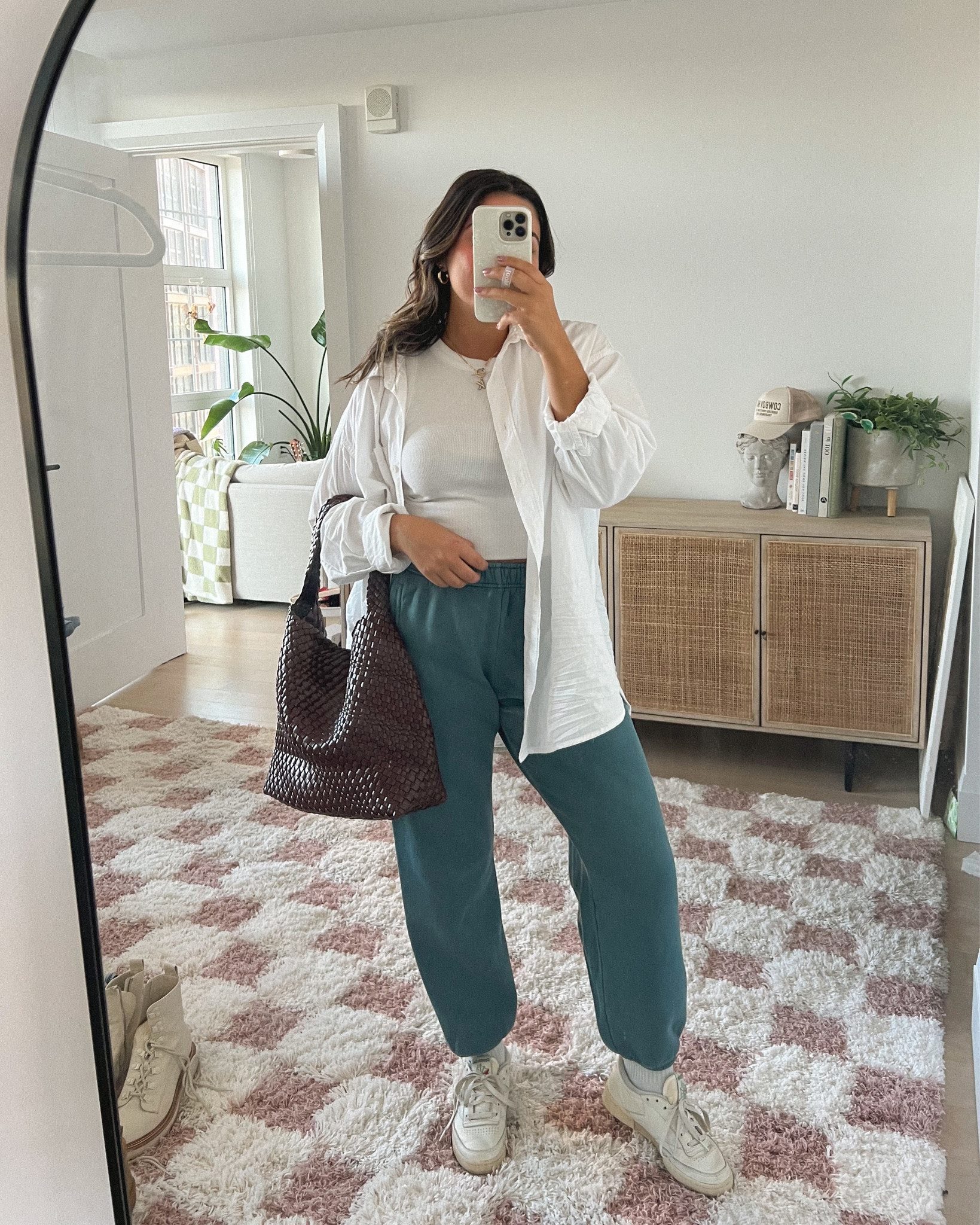 Easy jogger outfit idea! Love these joggers paired with a high neck tank + oversized button down. Giving chic girl vibes while still comfy 💓 all true to size, M

#LTKSeasonal #LTKHolidaySale #LTKfindsunder100