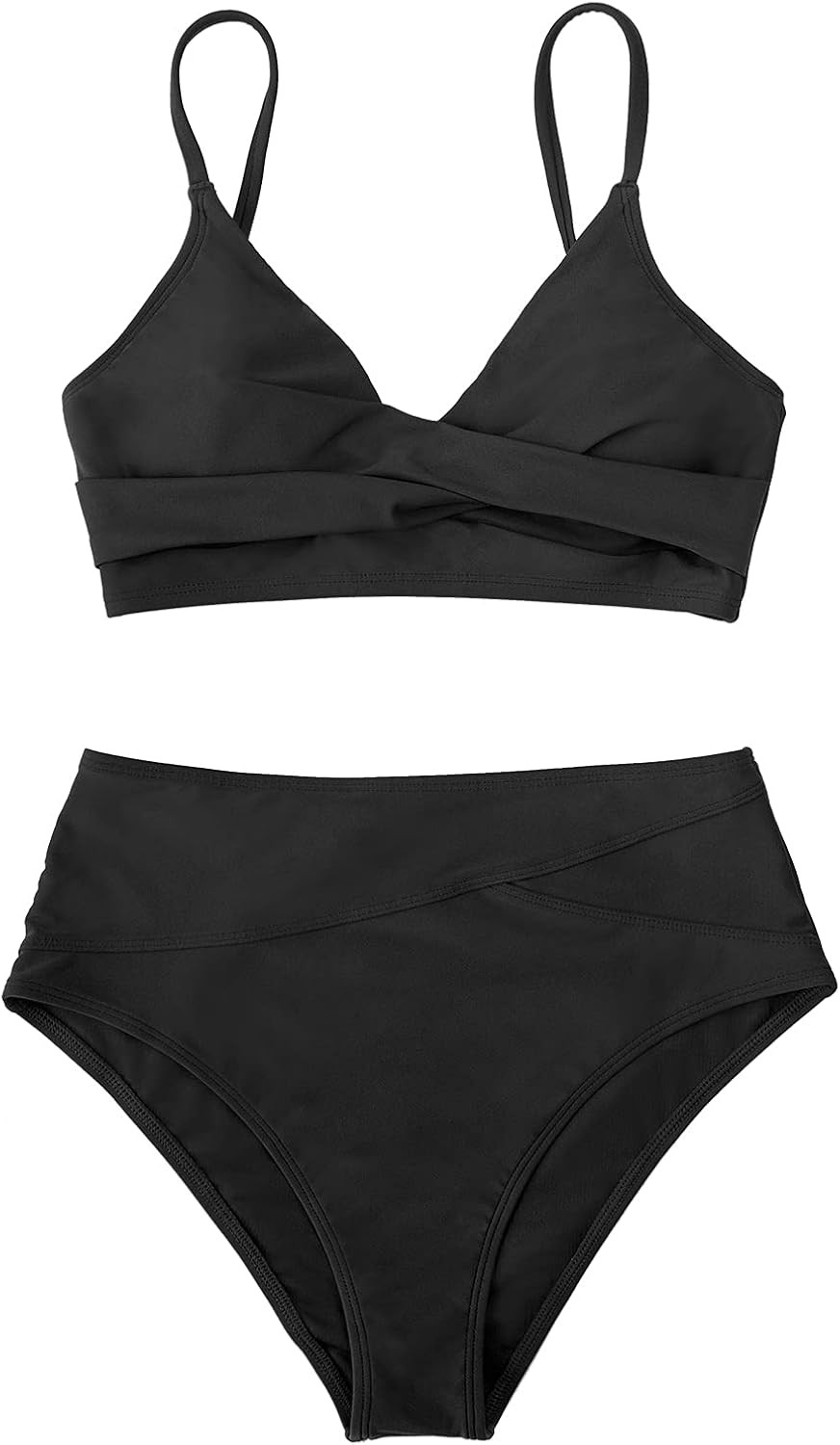 CUPSHE Women's Bikini Sets Two Piece Swimsuit High Waisted V Neck Twist Front Adjustable Spaghett... | Amazon (US)