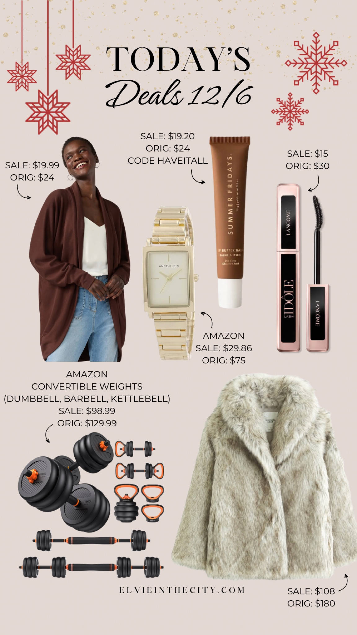 Today’s deals include a ScubKnit cardigan, a gold watch, Summer Fridays Lip Butter Balm, Lancôme mascara, an adjustable weight set, and a faux fur coat.

Deal of the day, gifts for her, gifts for him, gift guide, gifts under 100, fashion over 40, midlife fashion, fashion over 50

#LTKSaleAlert #LTKFindsUnder50 #LTKGiftGuide