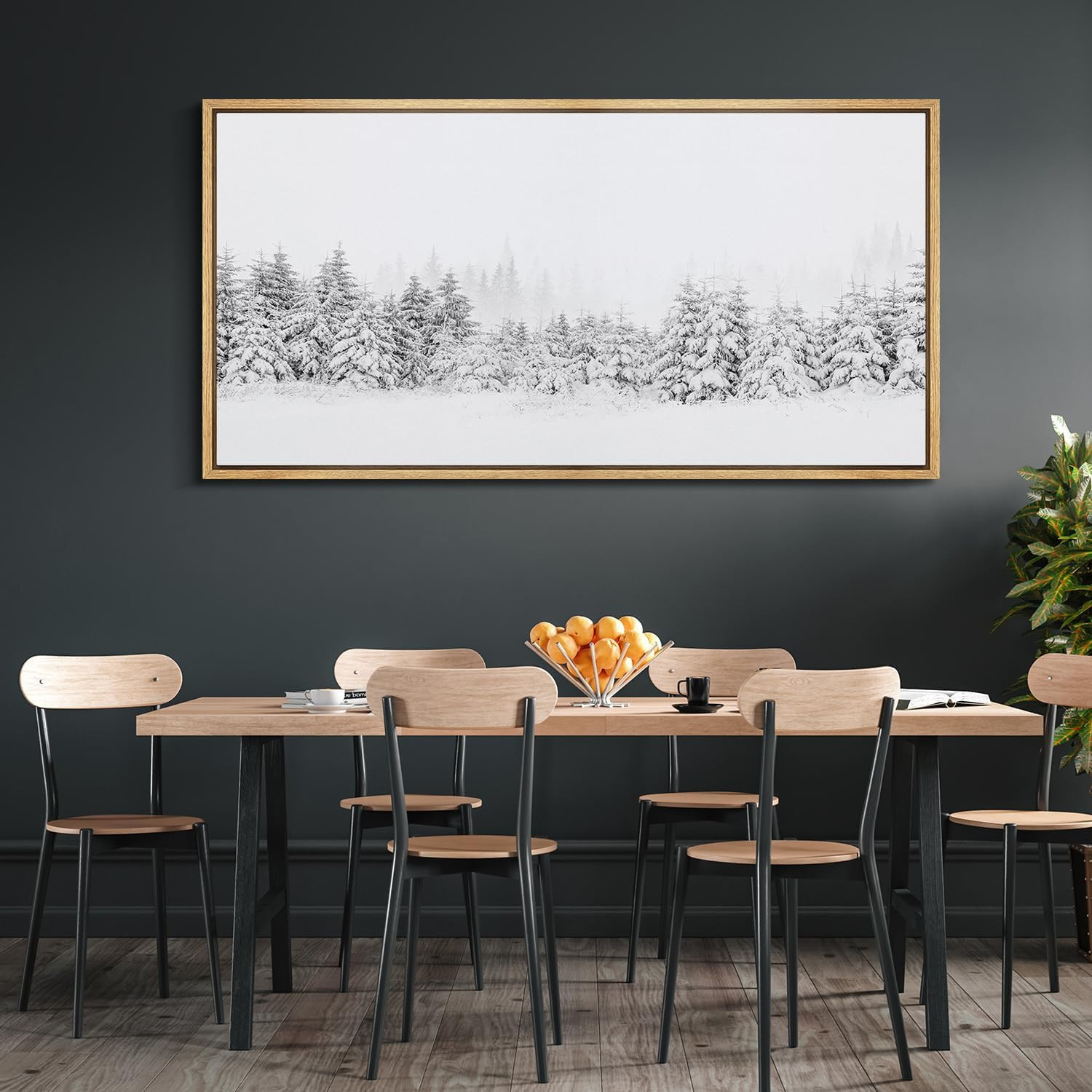 MUDECOR Extra Large Framed Canvas Print Wall Art Winter Wonderland Snowy Pine Forest Nature Wilde... | Amazon (US)