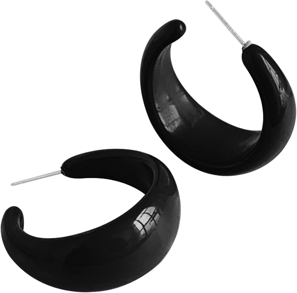 Lovely C shaped Acrylic Earrings, Candy Colored Dome Hoop Earrings for Women Spring Summer Trendy... | Amazon (US)