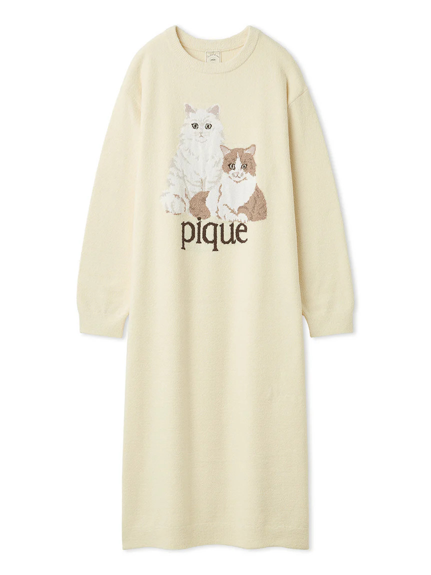 Airy Moco Cat Jacquard Dress | Gelato Pique