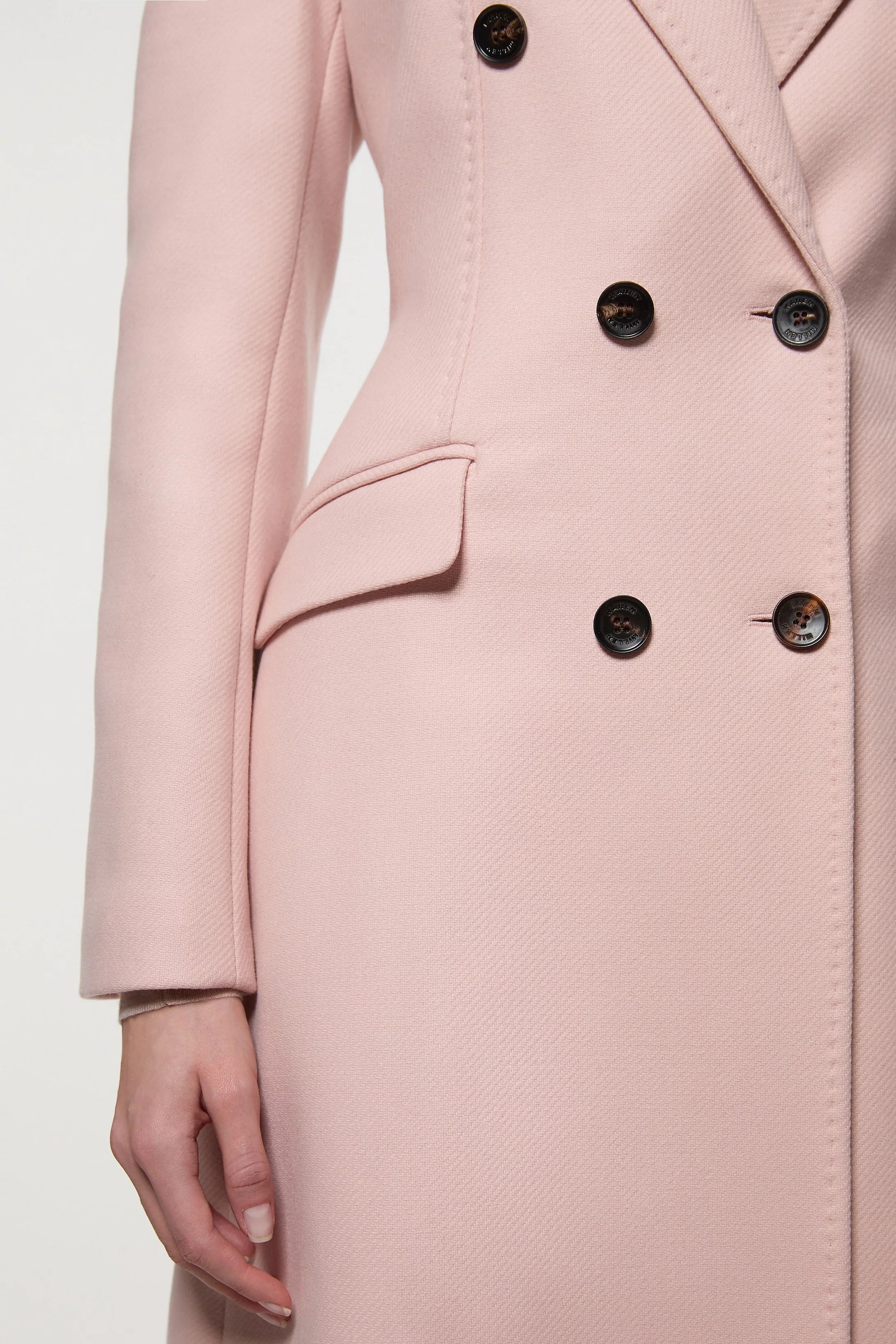 Premium Italian Manteco Wool Fitted Tailored Midi Coat | Karen Millen | Karen Millen US