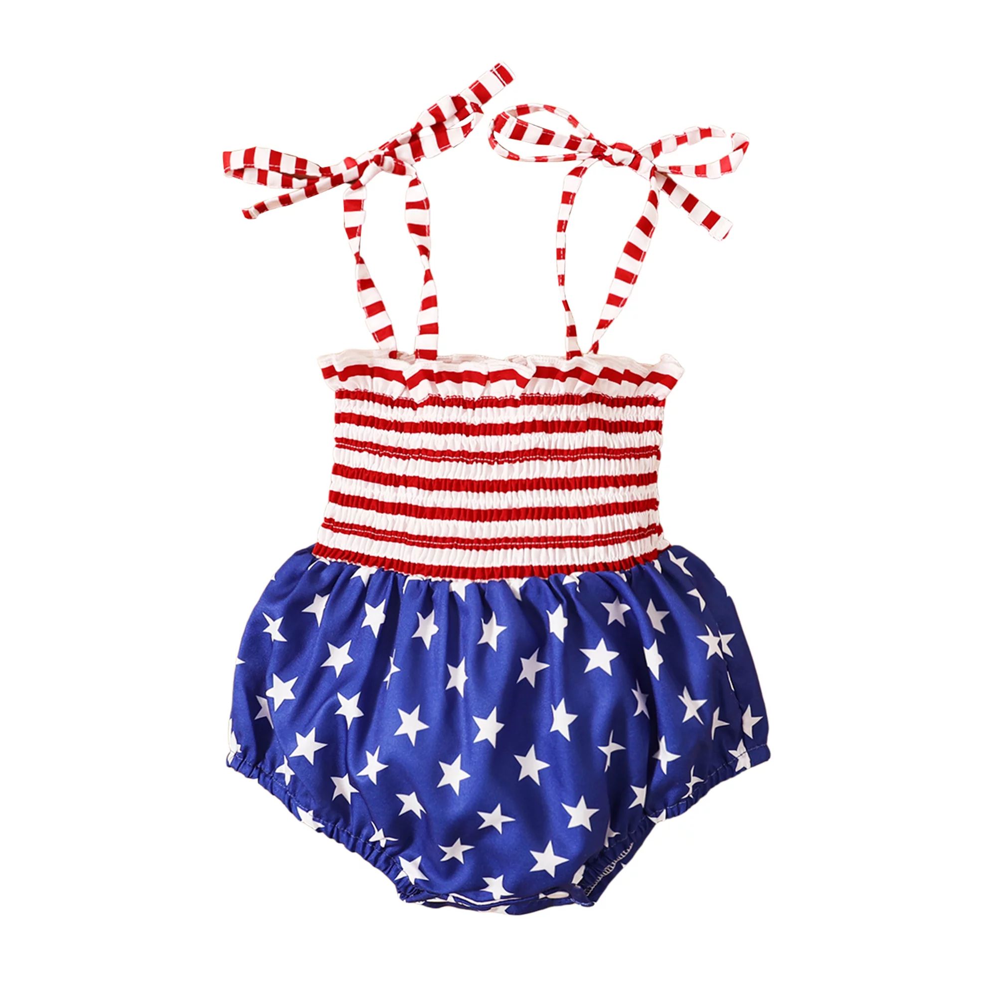 Infant Baby Girl 4th of July Outfit Sleeveless American Flag Star Bodysuit Independence Day Cloth... | Walmart (US)