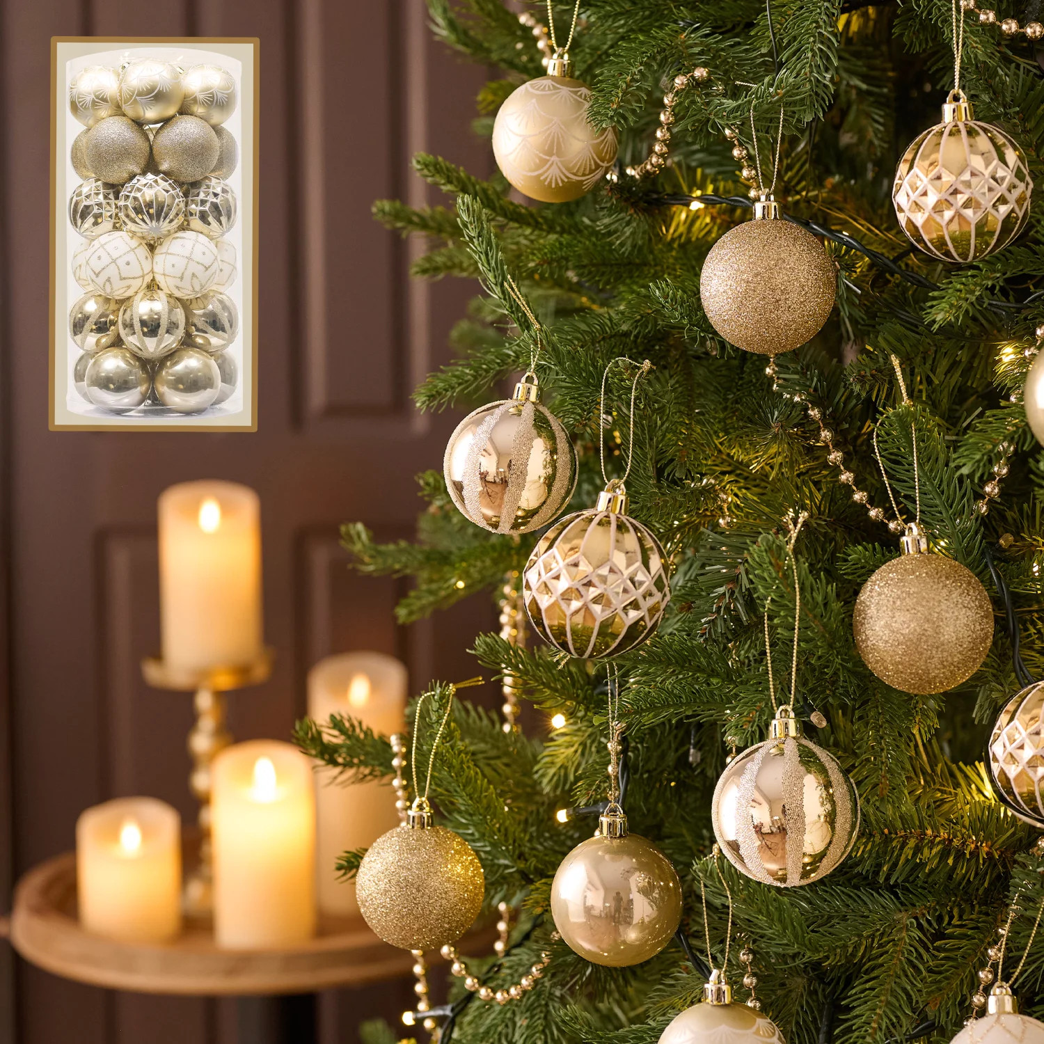 Valery Madelyn 30ct 2.36 inches Christmas Ornaments, Shatterproof Christmas Ball Ornaments Set, W... | Walmart (US)