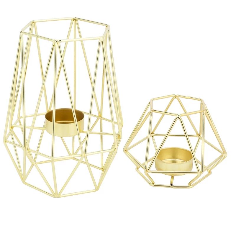CIQKKGG 2 Gold Geometric Metal Candle Holders for Living Room & Bathroom Decorations - Centerpiec... | Walmart (US)