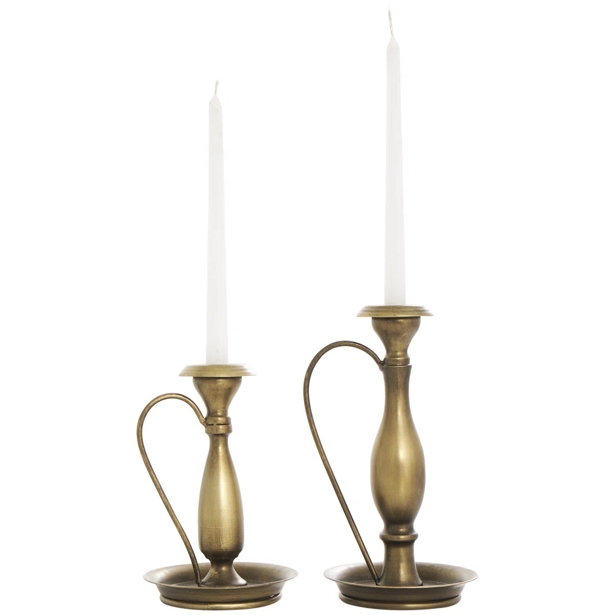 Novogratz Metal Antique Style Decorative Bronze Candle Holder with Candle Plates and Handles Set ... | Wayfair North America