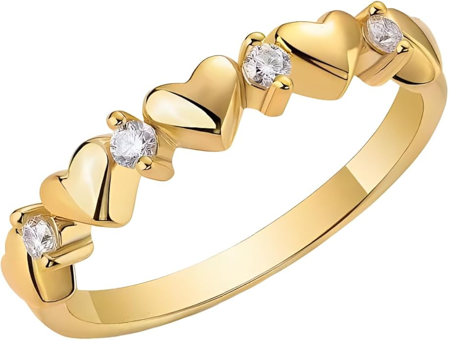 14K Gold Plated Heart Ring, 925 Sterling Silver Promise Ring for Women, Engagement Love Band with... | Amazon (US)