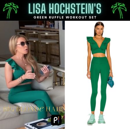 Ruffle Ready // Get Details On Lisa Hochstein’s Green Ruffle Workout Set With The Link In Our Bio #RHOM #LisaHochstein 
