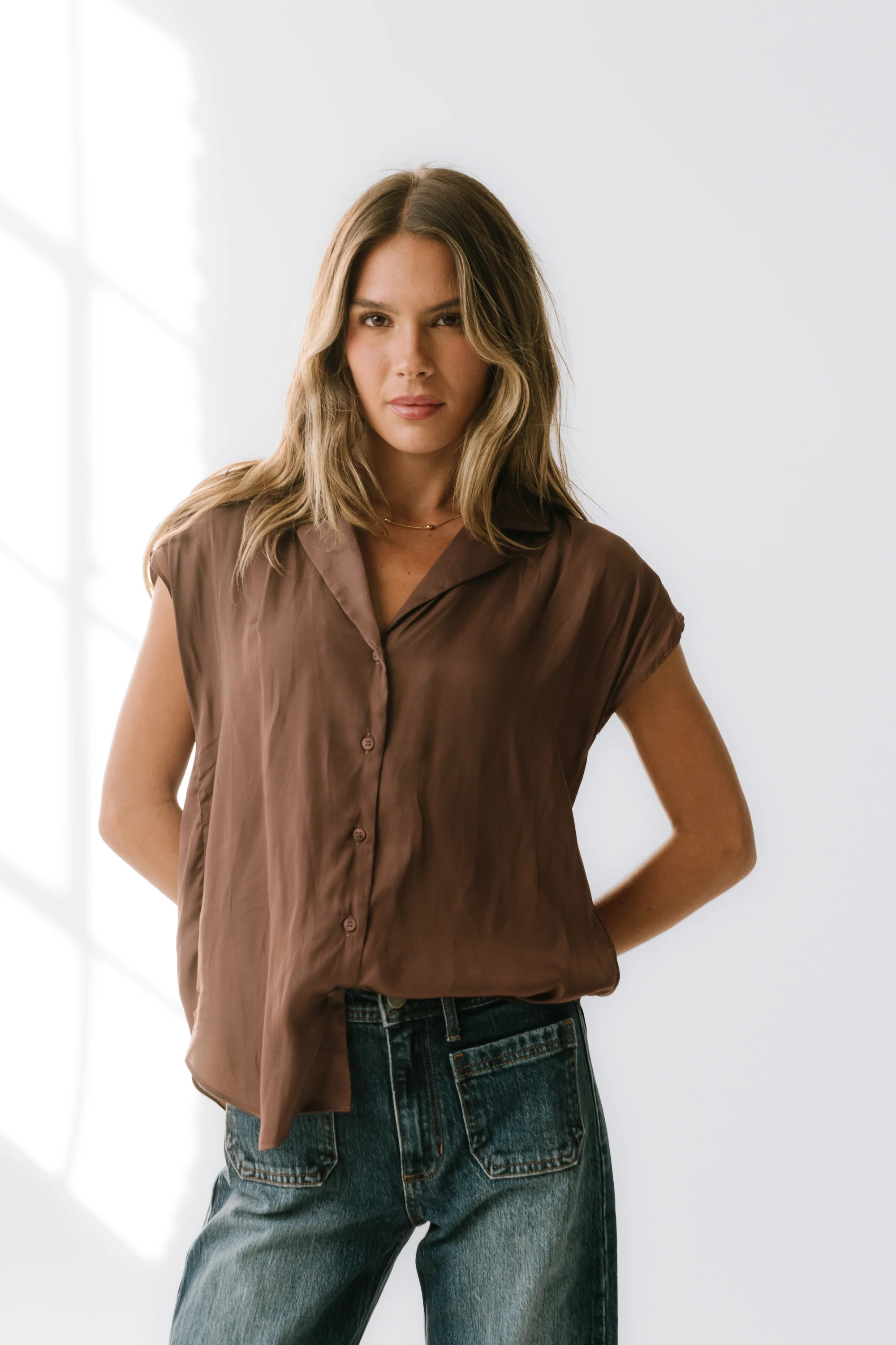 Poppy Collared Blouse in Red-Brown | Böhme US