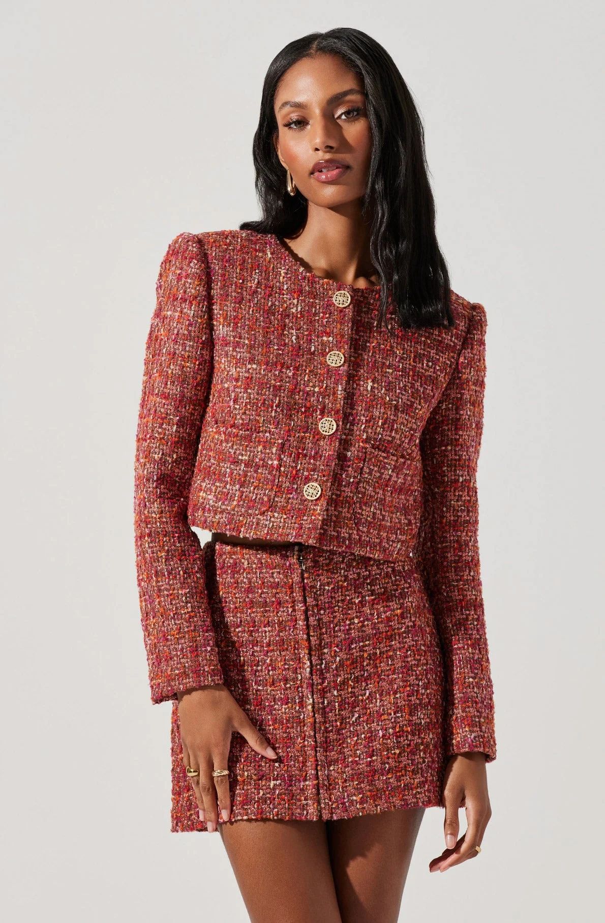 Milena Cropped Tweed Jacket | ASTR The Label (US)