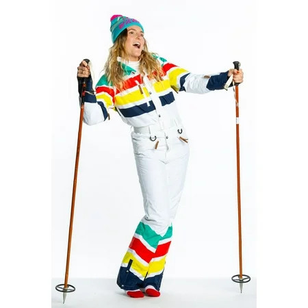 The Mogul Maniac - Shinesty White Retro Striped Women s One Piece Ski Suit Medium | Walmart (US)