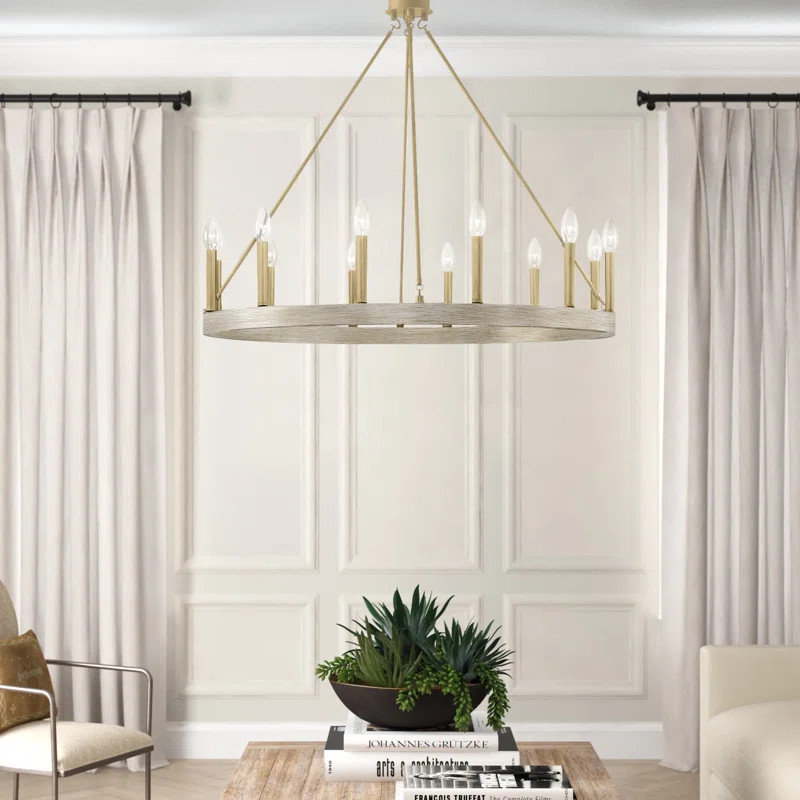 Finchley 12 - Light Candle Style Wagon Wheel Chandelier | Wayfair North America