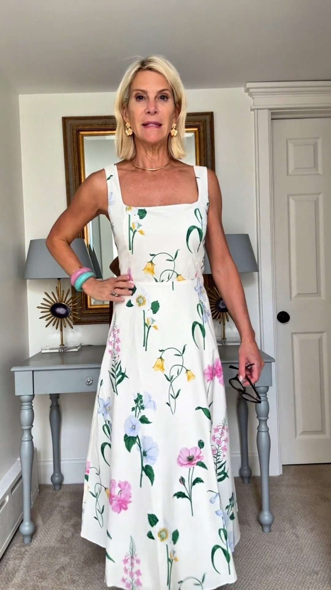 Beautiful floral midi dress with a flattering square neckline and timeless feminine silhouette. 

 #LTKootd #LTKSeasonal #LTKOver40