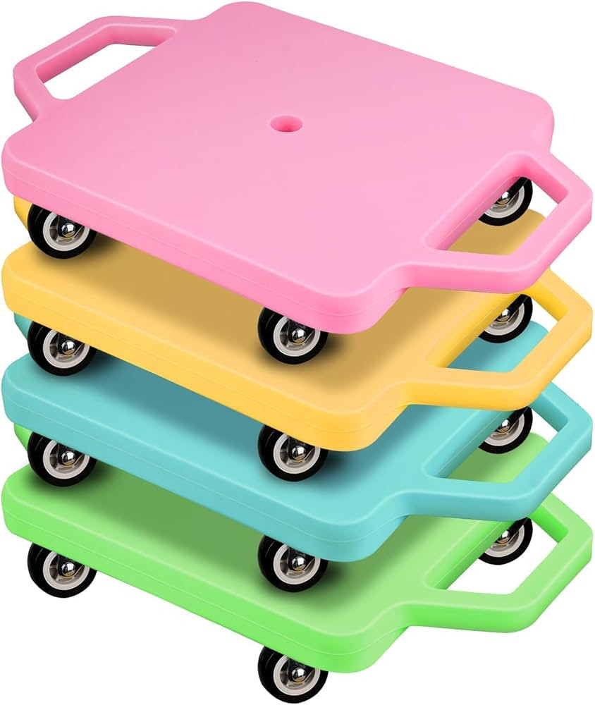 4 Pcs Colored Sports Scooter Board with Handles Plastic Sitting Floor Scooter for Kids Suitable C... | Amazon (US)