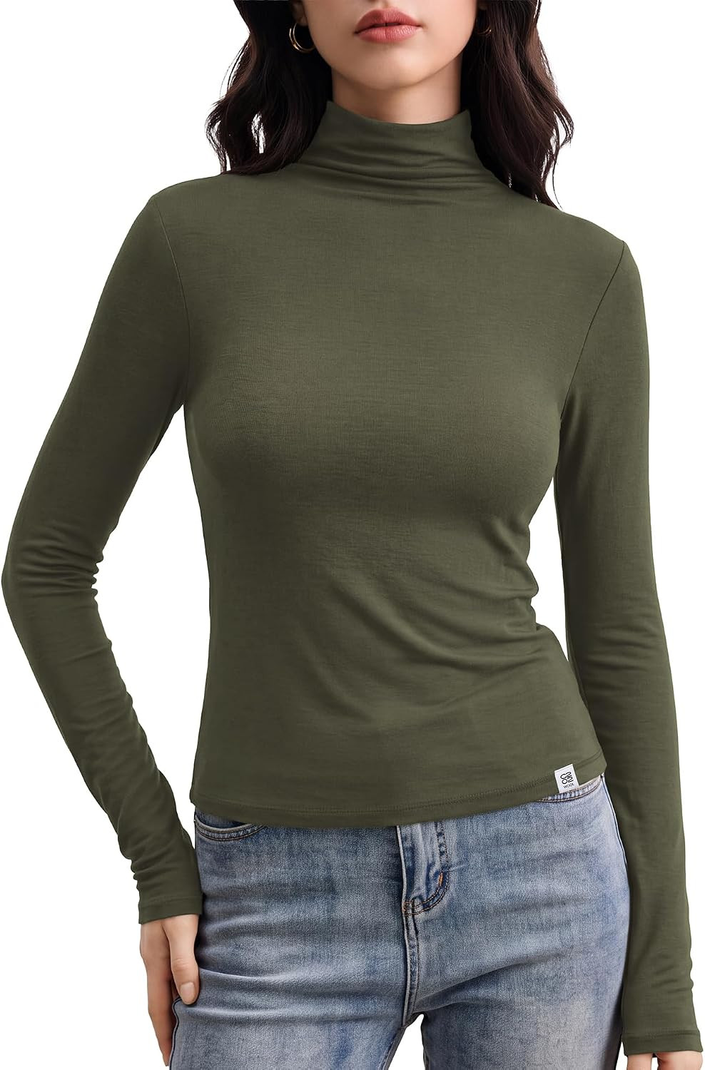 Women's Turtleneck Long Sleeve Merino Wool Blend Shirts Fitted Going Out Tops Basic Tees Cozy Embrace Collection | Amazon (US)