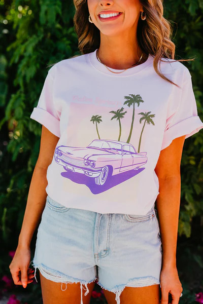 THE PALM SPRINGS PINK CLASSIC CAR TEE BY SASSY RED LIPSTICK X PINK DESERT | Pink Desert