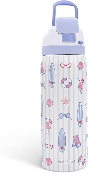 Beach Life Stainless Steel Water Bottle, Vacuum Insulated, Push-Button Lid, 32 oz, Gifts for Wome... | Amazon (US)
