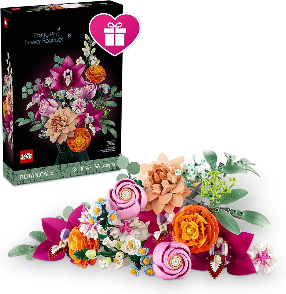 LEGO Botanicals Pretty Pink Flower Bouquet Building Sets for Adults - Artificial Flowers for Home... | Amazon (US)