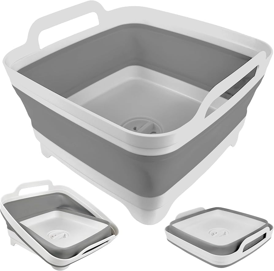 Collapsible Wash Basin for Baby Bottles with Drain Plug, 2.4 Gallons Space-Saving Camping Sink fo... | Amazon (US)