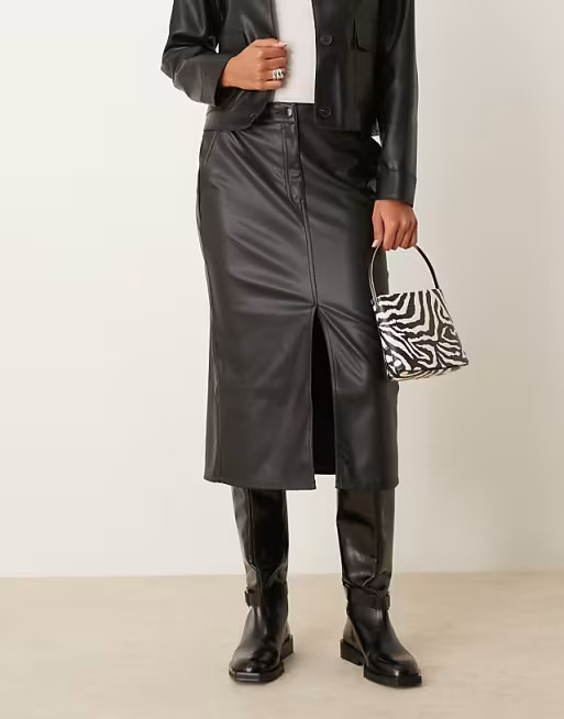 JDY faux leather midi skirt in black | ASOS (Global)