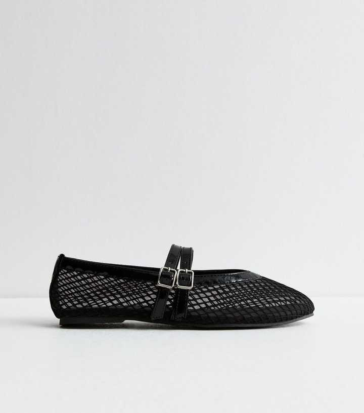 Black Mesh Buckled Ballet Flats
						
						Add to Saved Items
						Remove from Saved Items | New Look (UK)