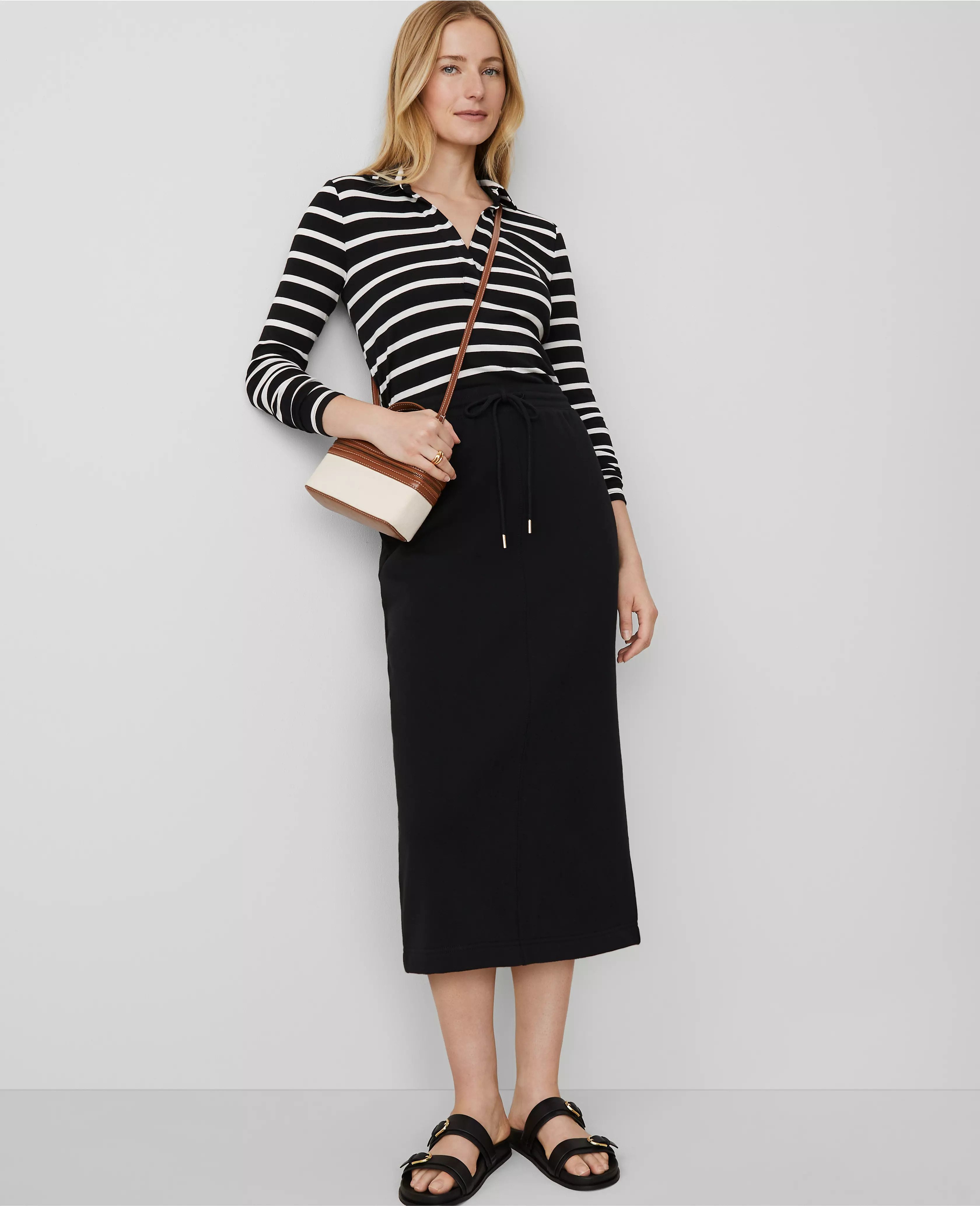 Weekend Collection Fleece Drawstring Midi Skirt | Ann Taylor