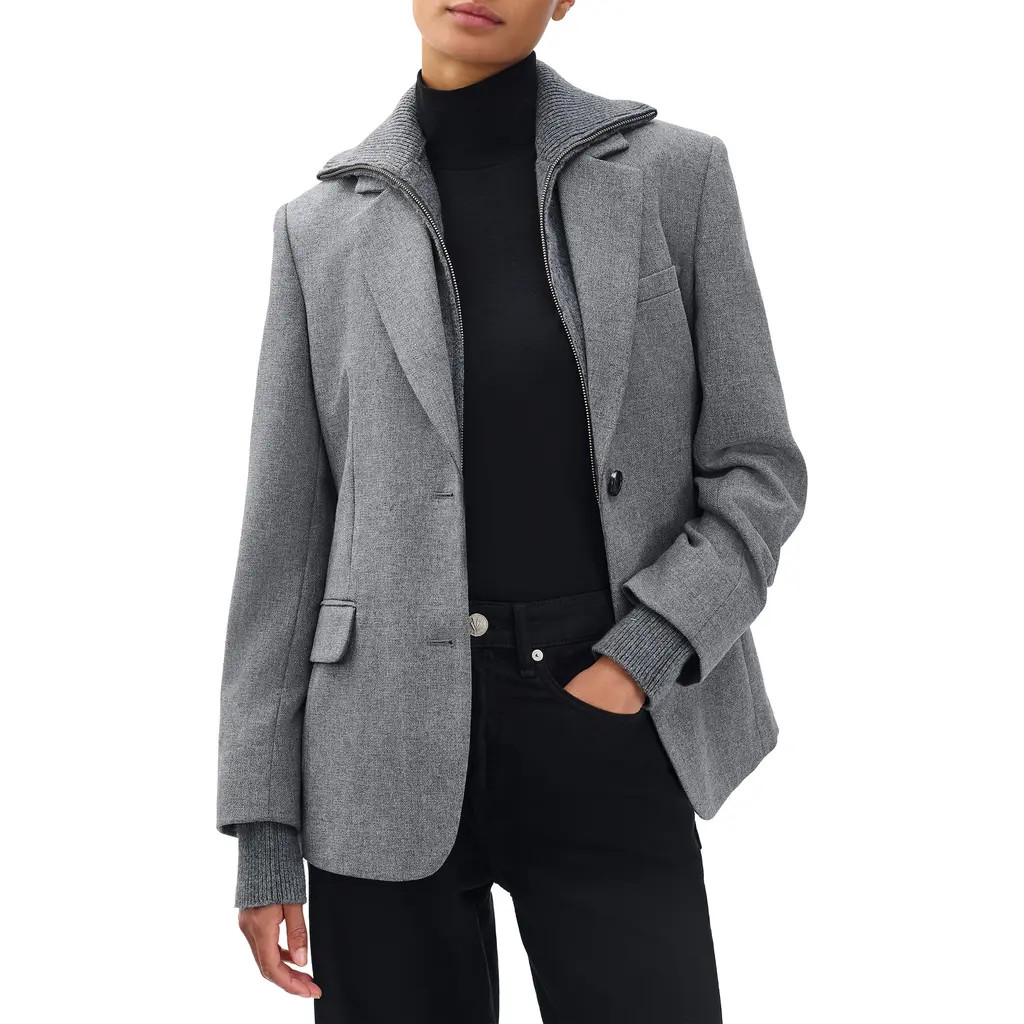 rag & bone Frank Mixed Media Blazer in Grey at Nordstrom, Size 4 | Nordstrom