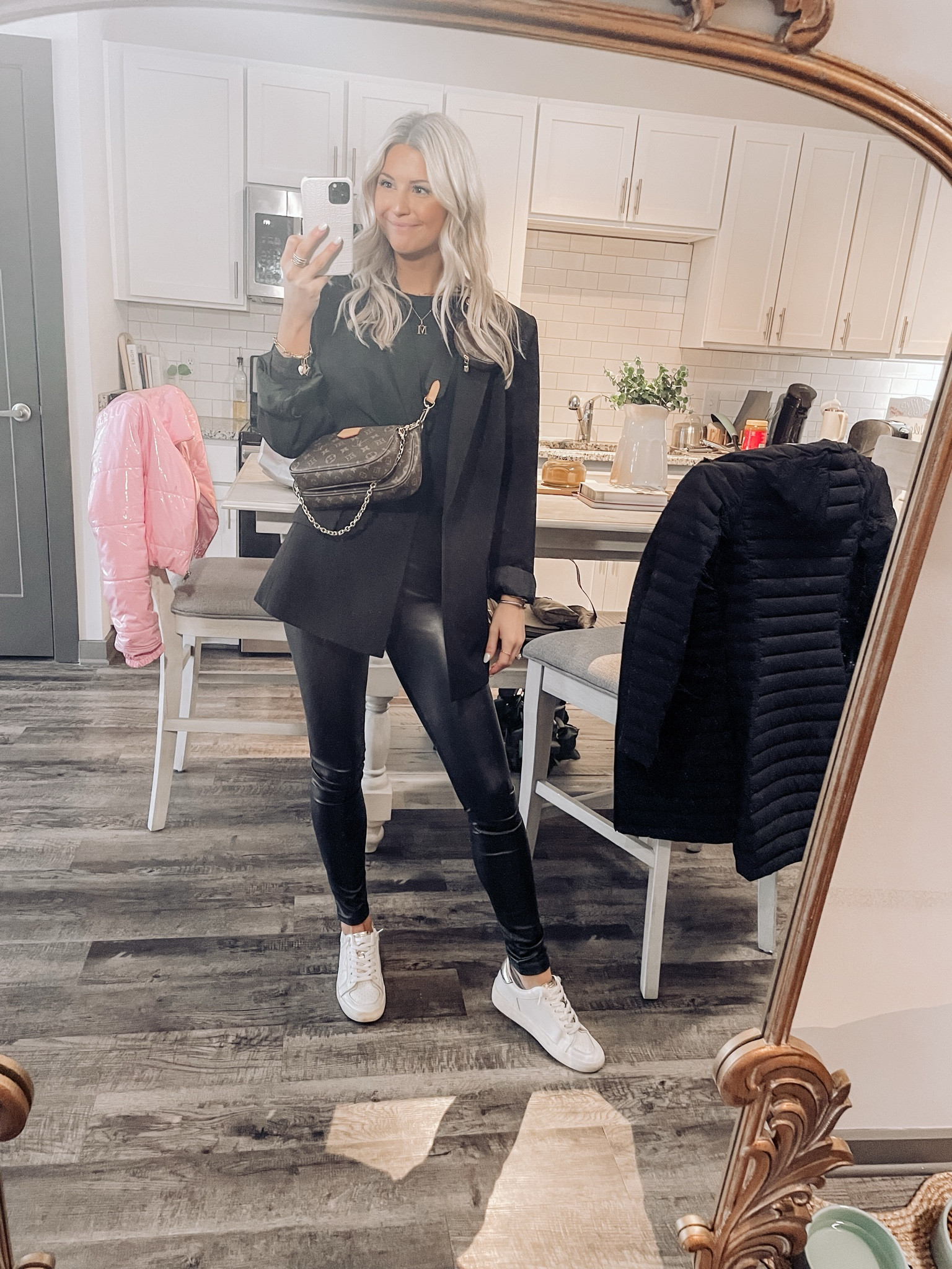 #valentinesdayoutfit #workoutfits #workwear #blazer #revolve #vintagehavana #leatherpants #whitesneakers #amazon #louisvuittondupe #vacationoutfits #donnakaren 

#LTKshoecrush #LTKstyletip #LTKfit #LTKbeauty #LTKworkwear