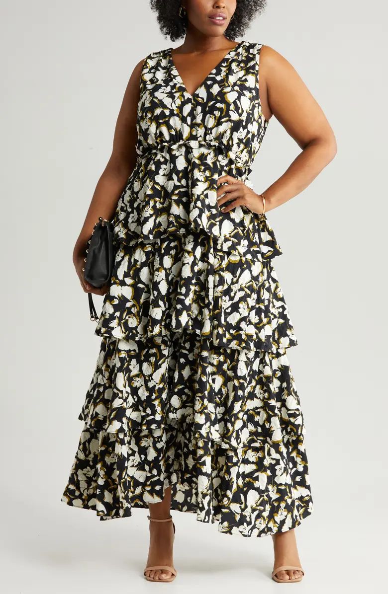 Chelsea28 Floral Print Sleeveless Tiered Ruffle Maxi Dress | Nordstrom | Nordstrom