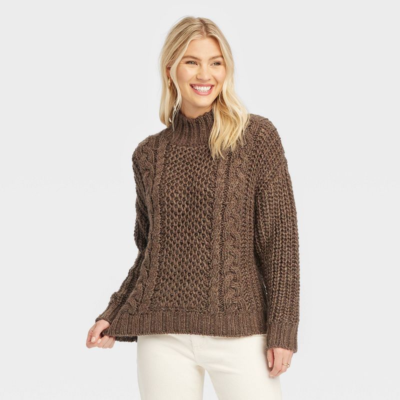 Women's Turtleneck Cable Knit Pullover Sweater - Universal Thread™ | Target