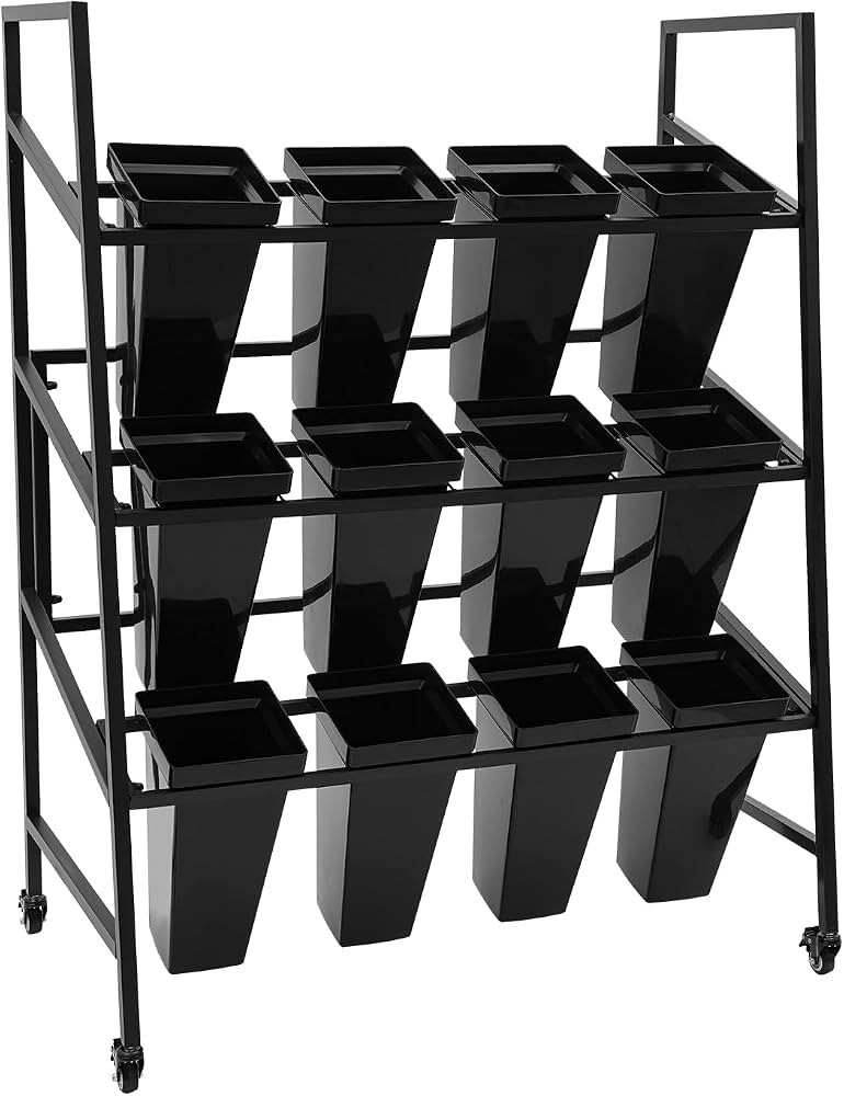 Flower Display Stand with 12pcs Buckets,3 Layers Moving Plant Stand Cart Shelf with Wheels,Iron F... | Amazon (US)