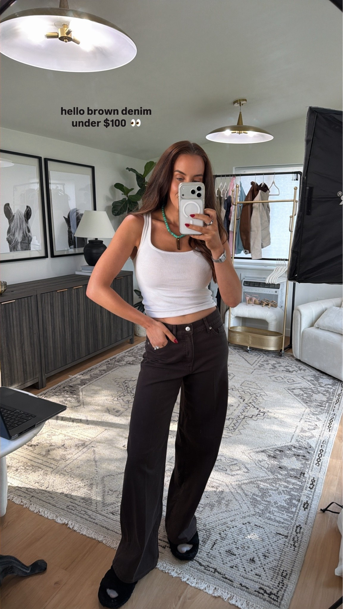 chocolate brown denim under $100 👀 m

Tank: M
Denim: 4 Long

#LTKootd #LTKSeasonal