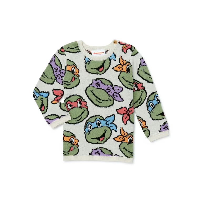 Teenage Mutant Ninja Turtles Jacquard Knit Crew Sweater with Buttons at Shoulder, Sizes 0/3M - 24... | Walmart (US)