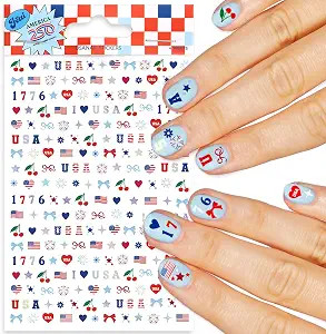 xo, Fetti America 250 Nail Stickers - 4 Sheet Pack | USA Nails, Patriotic, 4th of July, Red White... | Amazon (US)