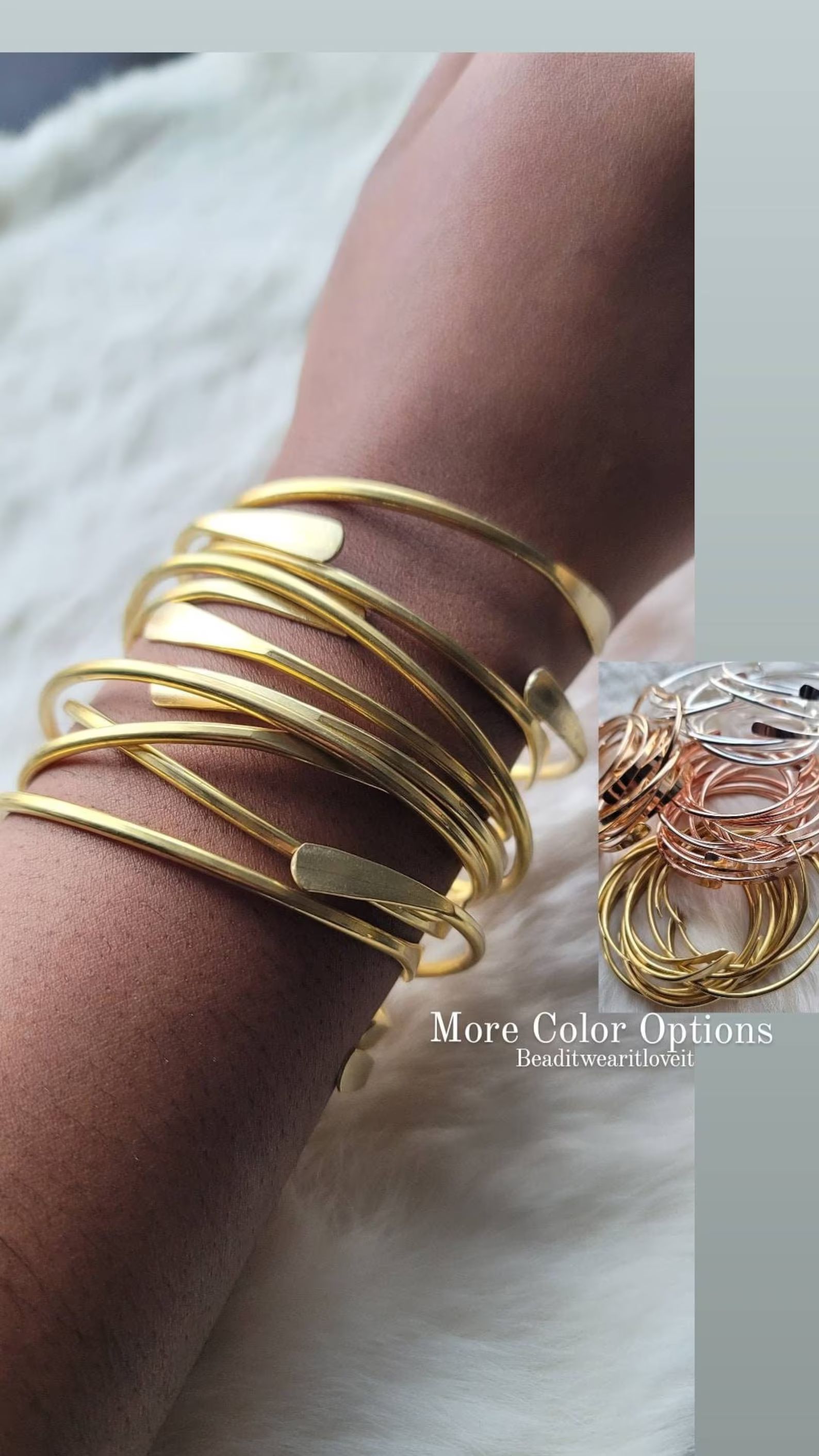 Set of 2 African Brass Bangles, Adjustable Stackable Bracelets, Gold Silver Rose Gold Raw Brass B... | Etsy (US)
